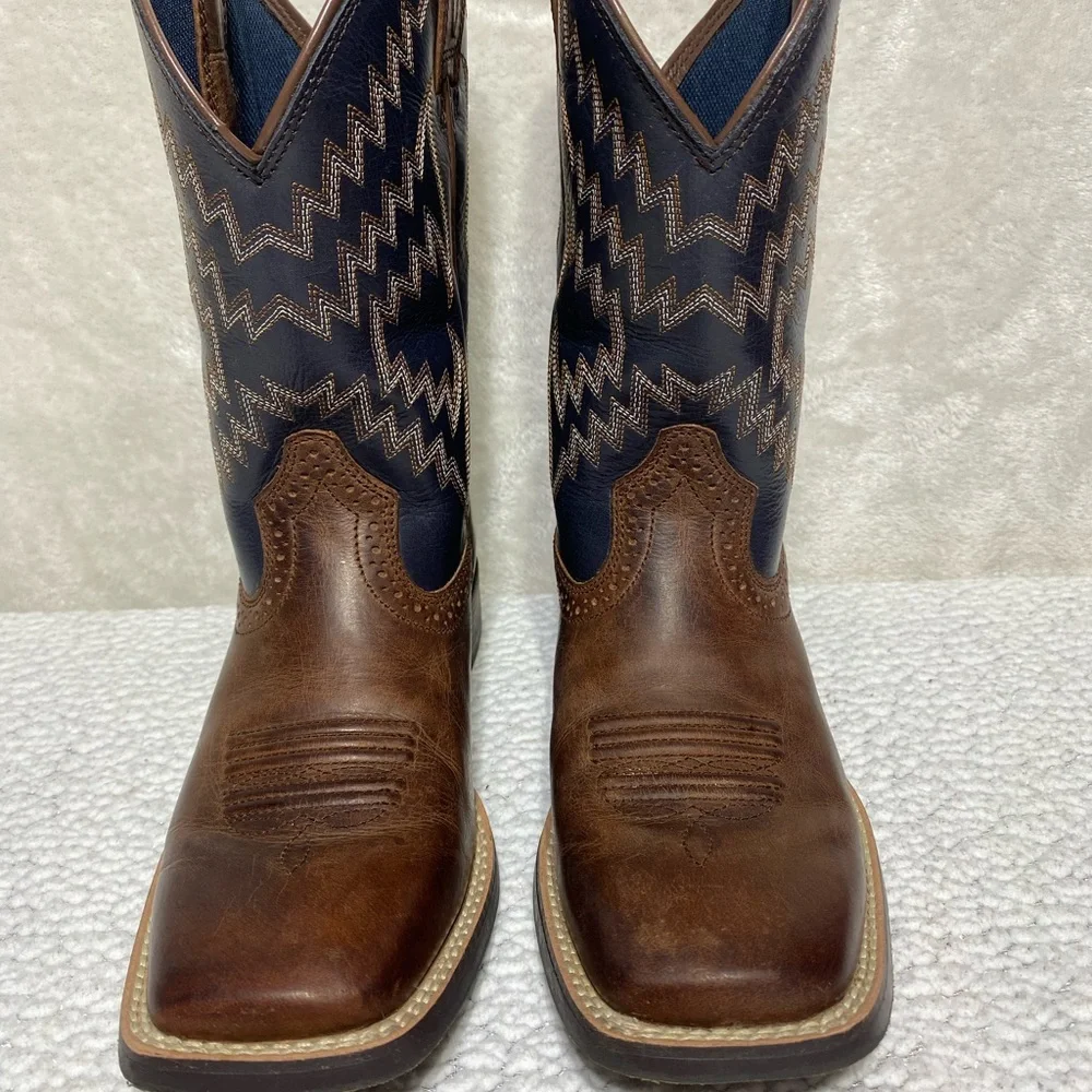 ARIAT Youth Boys Tycoon Western Cowboy Boots Brown/Black Leather Size 2.5